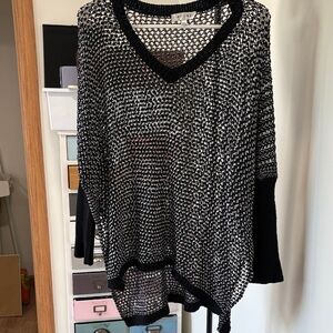 Adore Black and White Mesh Knit Top